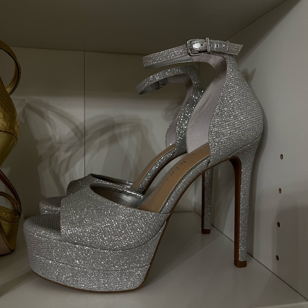 Gianni Bini Silver Platform Heels